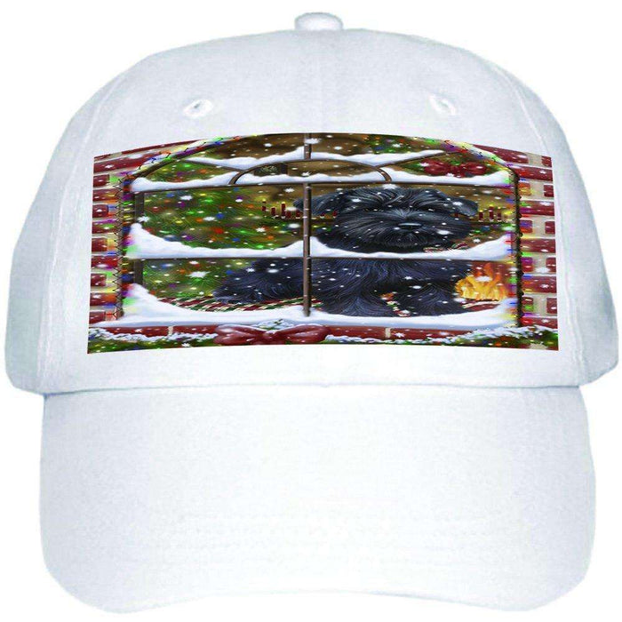 Please Come Home For Christmas Schnauzer Dog Sitting In Window Ball Hat Cap HAT49008