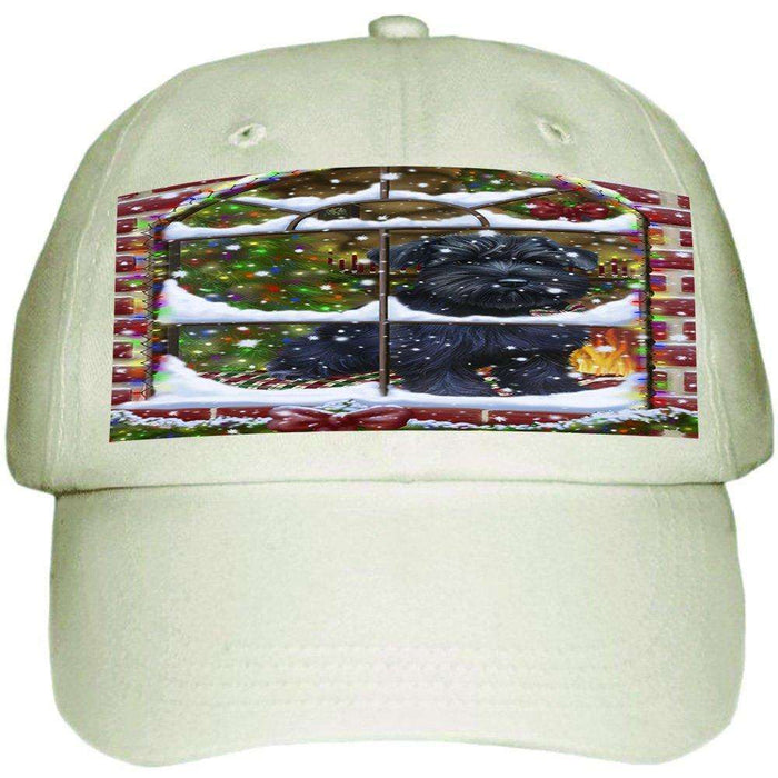 Please Come Home For Christmas Schnauzer Dog Sitting In Window Ball Hat Cap HAT49008