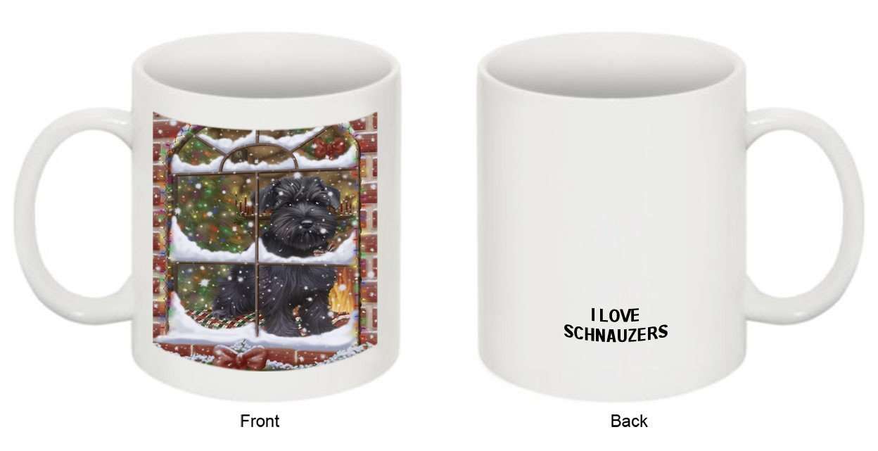 Please Come Home For Christmas Schnauzer Dog Sitting In Window Mug MUG48298