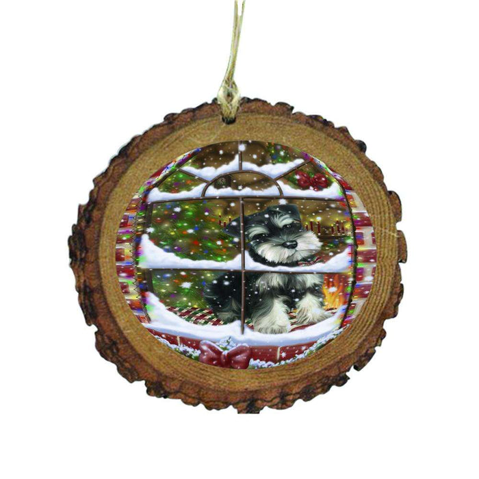 Please Come Home For Christmas Schnauzer Dog Sitting In Window Wooden Christmas Ornament WOR49204