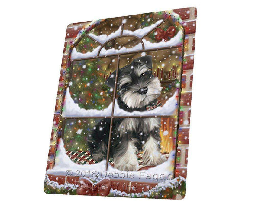 Please Come Home For Christmas Schnauzers Sitting In Window Tempered Cutting Board