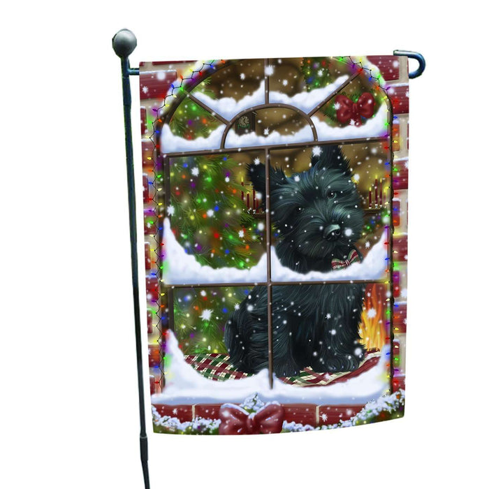 Please Come Home For Christmas Scottish Terrier Dog Sitting In Window Garden Flag