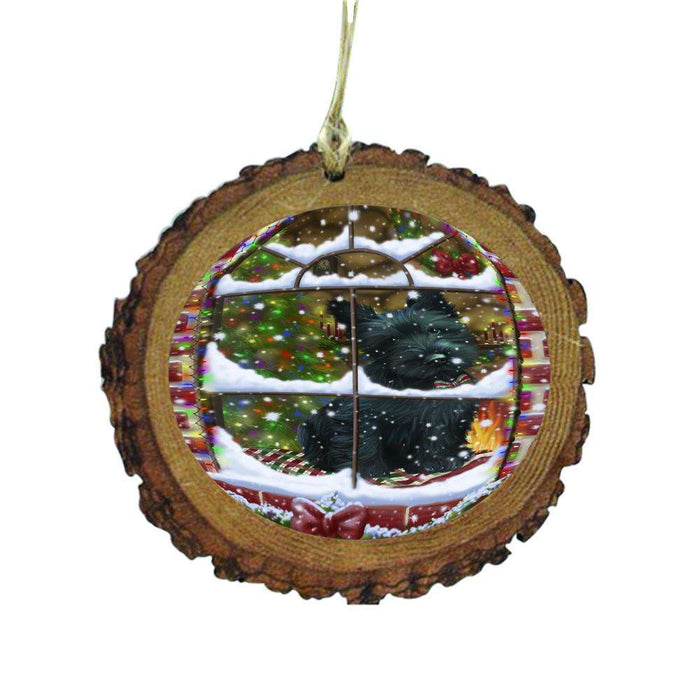 Please Come Home For Christmas Scottish Terrier Dog Sitting In Window Wooden Christmas Ornament WOR49205