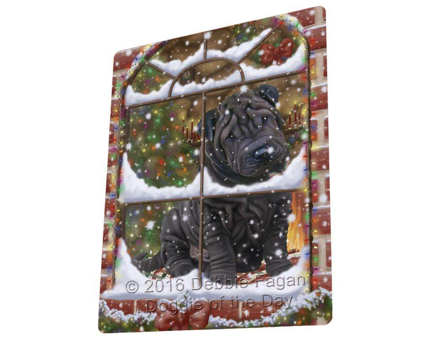 Please Come Home For Christmas Shar Pei Dog Sitting In Window Magnet Mini (3.5" x 2") MAG50079