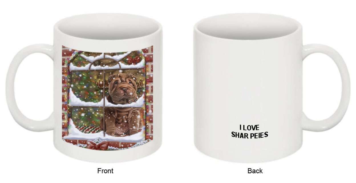 Please Come Home For Christmas Shar Pei Dog Sitting In Window Mug MUG48300