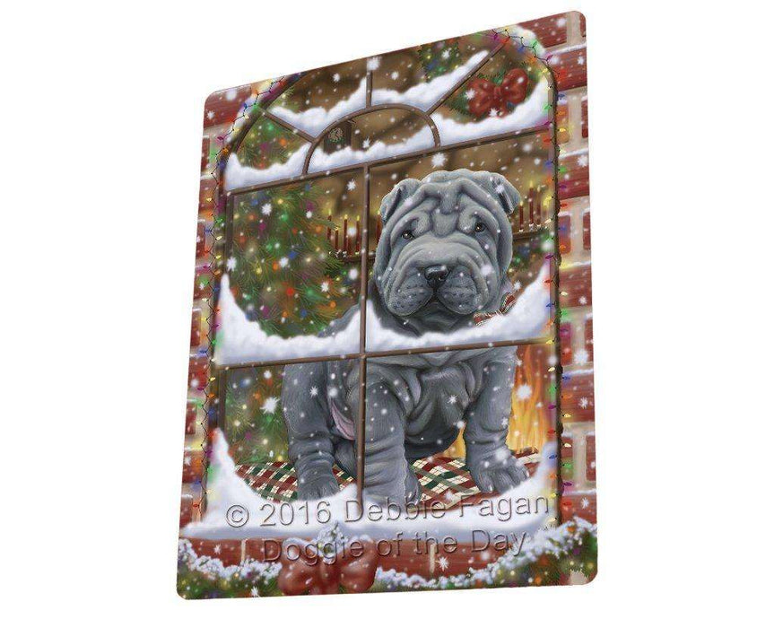 Please Come Home For Christmas Shar Pei Dog Sitting In Window Tempered Cutting Board C50073