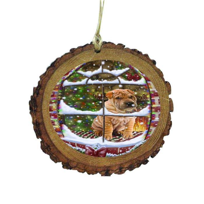 Please Come Home For Christmas Shar Pei Dog Sitting In Window Wooden Christmas Ornament WOR49206