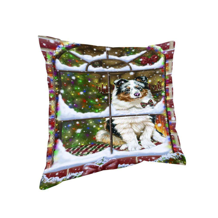 Please Come Home For Christmas Shetland Sheepdog Sitting In Window Pillow PIL72412