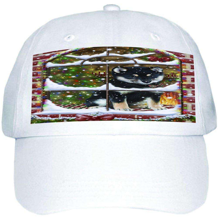 Please Come Home For Christmas Shiba Inu Dog Sitting In Window Ball Hat Cap HAT49023