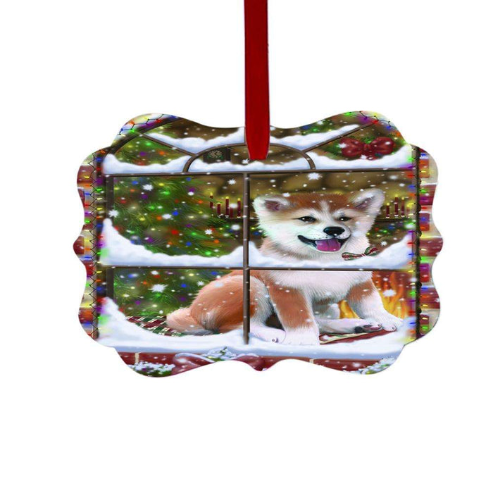 Please Come Home For Christmas Shiba Inu Dog Sitting In Window Double-Sided Photo Benelux Christmas Ornament LOR49208
