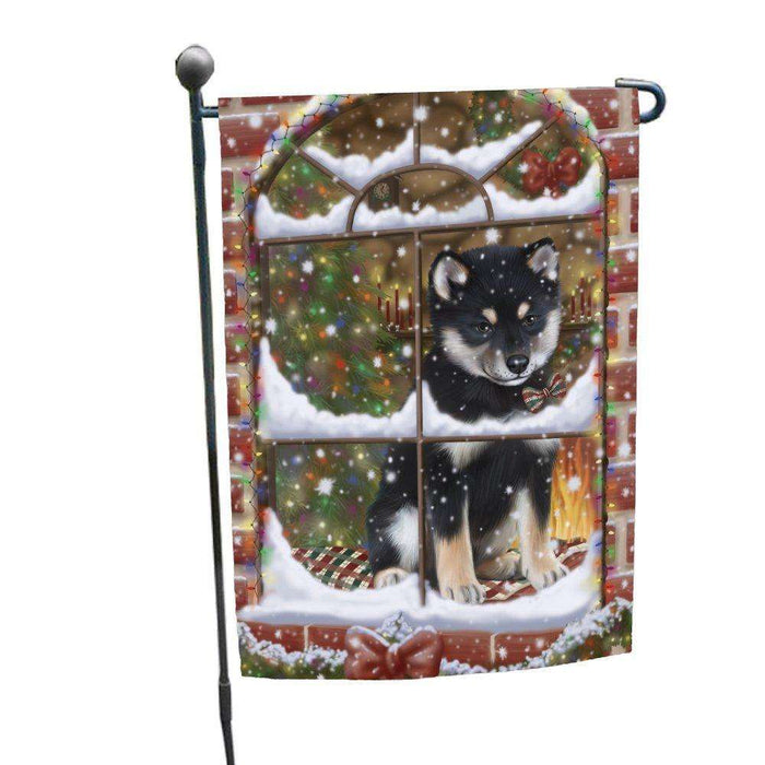 Please Come Home For Christmas Shiba Inu Dog Sitting In Window Garden Flag GFLG48388