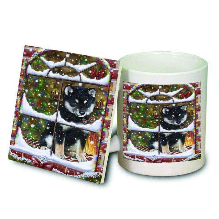 Please Come Home For Christmas Shiba Inu Dog Sitting In Window Mug and Coaster Set MUC48422