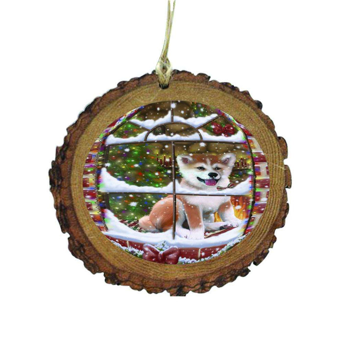 Please Come Home For Christmas Shiba Inu Dog Sitting In Window Wooden Christmas Ornament WOR49208