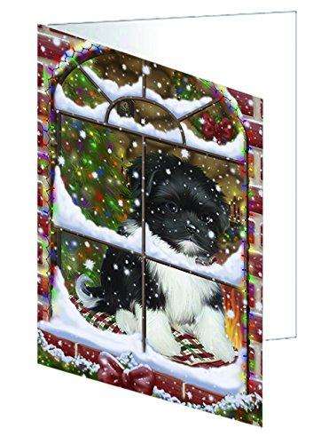 Please Come Home For Christmas Shih Tzu Dog Sitting In Window Handmade Artwork Assorted Pets Greeting Cards and Note Cards with Envelopes for All Occasions and Holiday Seasons