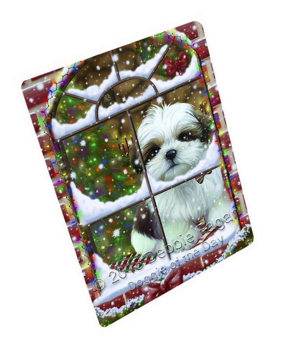 Please Come Home For Christmas Shih Tzu Dog Sitting In Window Large Refrigerator / Dishwasher Magnet RMAG84570