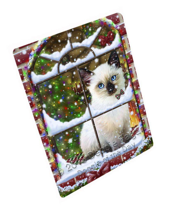 Please Come Home For Christmas Siamese Cat Sitting In Window Large Refrigerator / Dishwasher Magnet RMAG82752