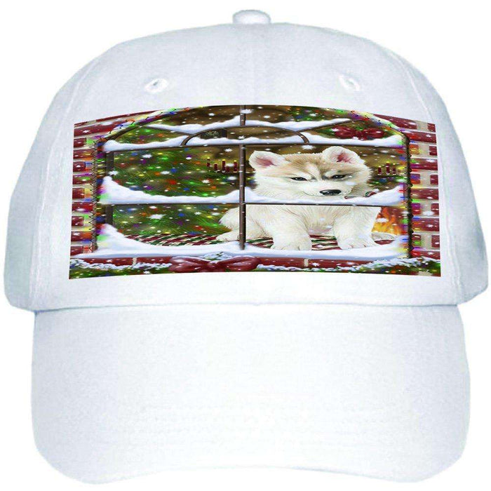 Please Come Home For Christmas Siberian Husky Dog Sitting In Window Ball Hat Cap HAT49029