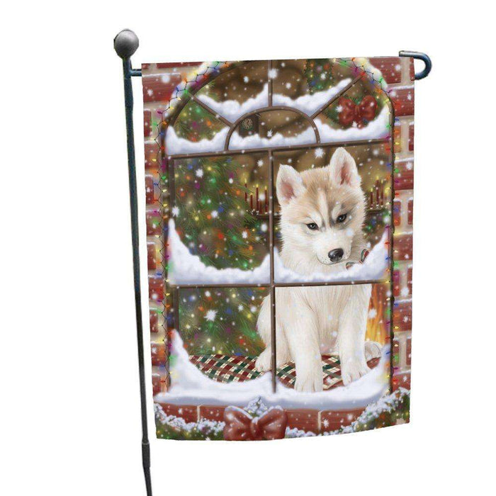 Please Come Home For Christmas Siberian Husky Dog Sitting In Window Garden Flag GFLG48390