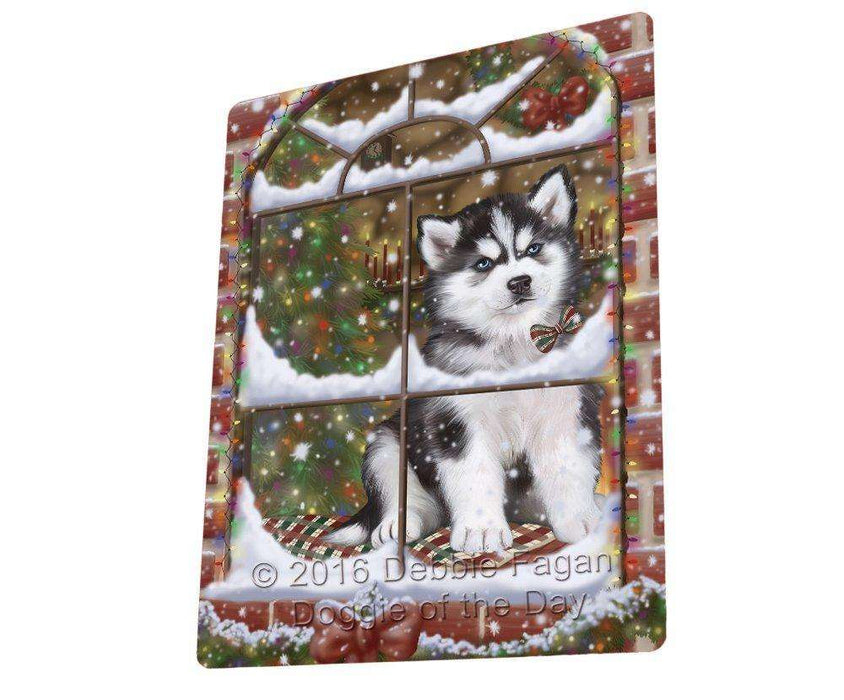 Please Come Home For Christmas Siberian Husky Dog Sitting In Window Tempered Cutting Board C50088