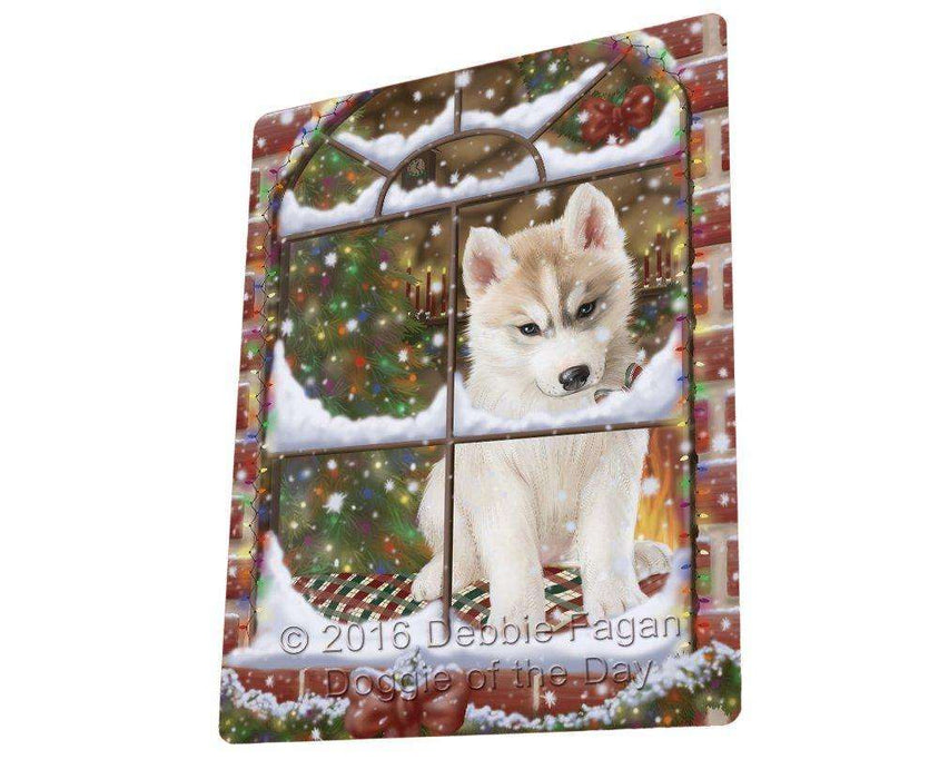 Please Come Home For Christmas Siberian Husky Dog Sitting In Window Tempered Cutting Board C50091