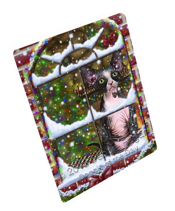 Please Come Home For Christmas Sphynx Cat Sitting In Window Large Refrigerator / Dishwasher Magnet RMAG82758