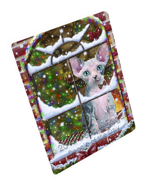 Please Come Home For Christmas Sphynx Cat Sitting In Window Large Refrigerator / Dishwasher Magnet RMAG82770