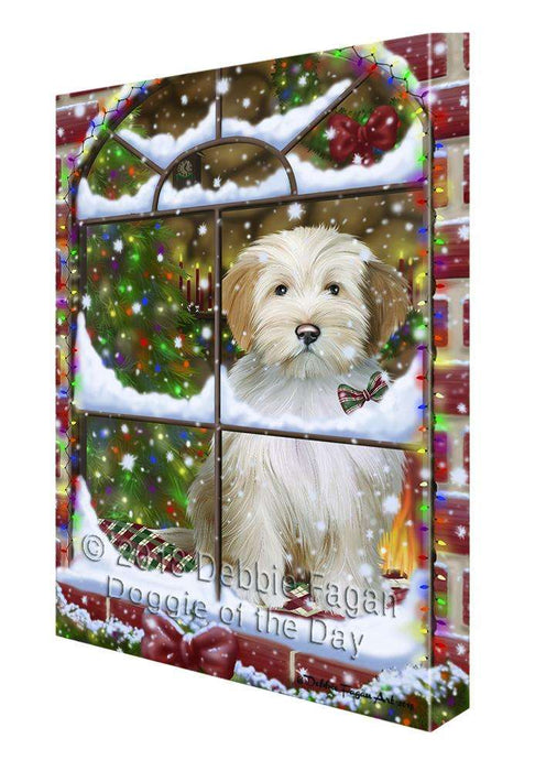 Please Come Home For Christmas Tibetan Terrier Dog Sitting In Window Canvas Print Wall Art Décor CVS103400