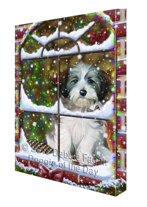 Please Come Home For Christmas Tibetan Terrier Dog Sitting In Window Canvas Print Wall Art Décor CVS103409