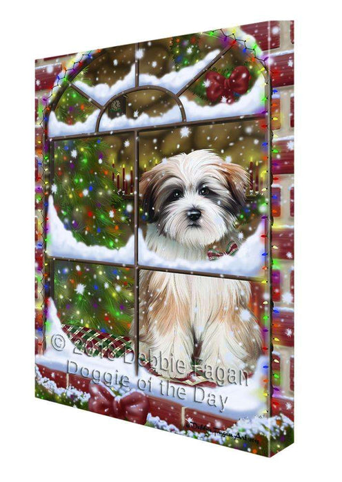 Please Come Home For Christmas Tibetan Terrier Dog Sitting In Window Canvas Print Wall Art Décor CVS103418