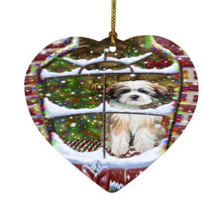 Please Come Home For Christmas Tibetan Terrier Dog Sitting In Window Heart Christmas Ornament HPOR53952