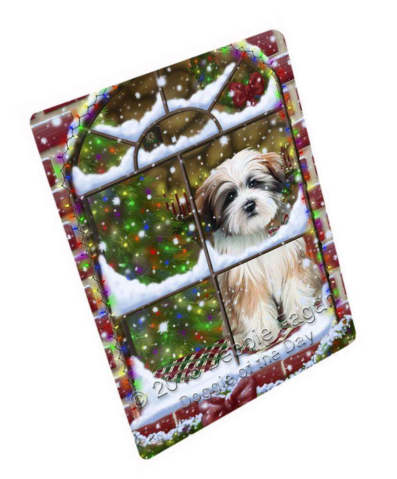 Please Come Home For Christmas Tibetan Terrier Dog Sitting In Window Large Refrigerator / Dishwasher Magnet RMAG84594