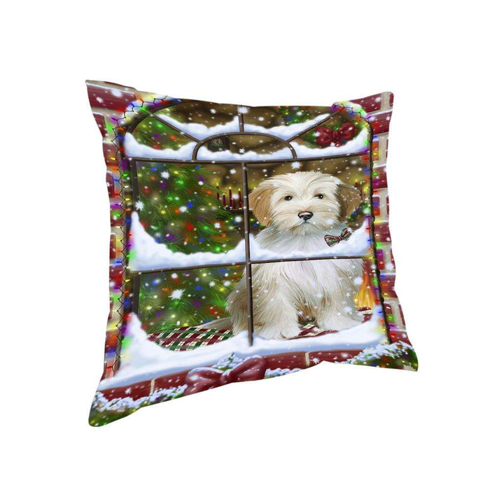 Please Come Home For Christmas Tibetan Terrier Dog Sitting In Window Pillow PIL72424