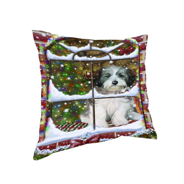 Please Come Home For Christmas Tibetan Terrier Dog Sitting In Window Pillow PIL72428