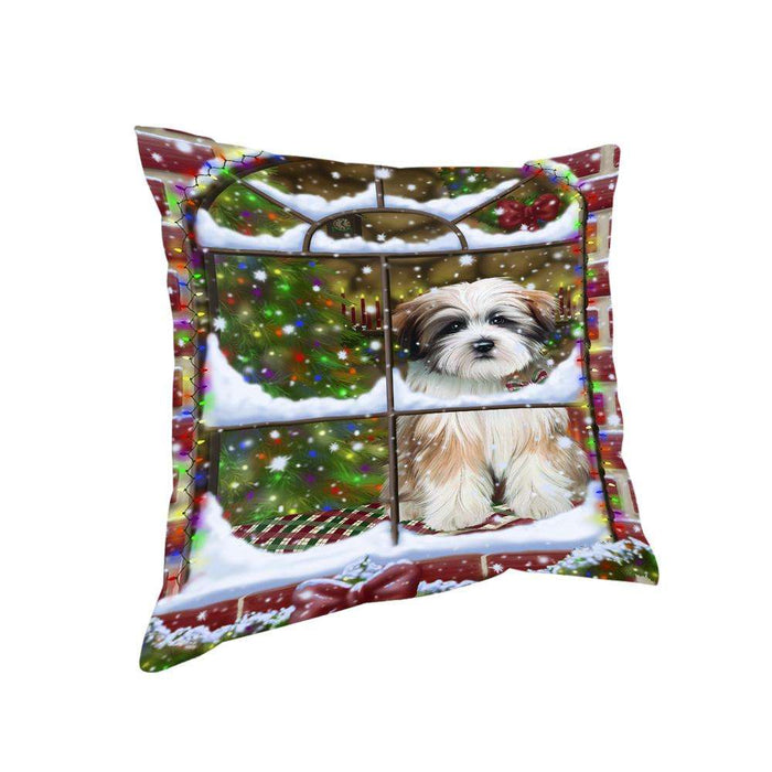 Please Come Home For Christmas Tibetan Terrier Dog Sitting In Window Pillow PIL72432