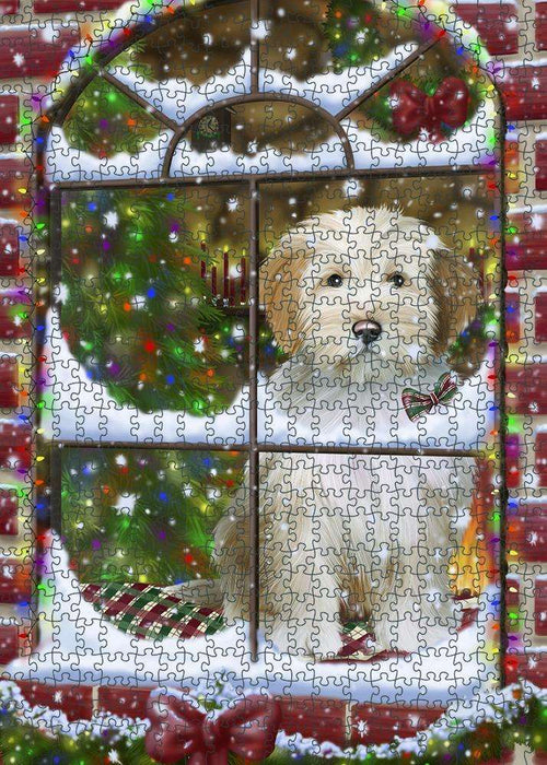 Please Come Home For Christmas Tibetan Terrier Dog Sitting In Window Puzzle with Photo Tin PUZL82956