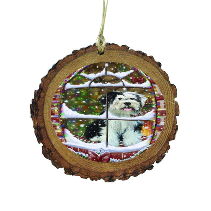 Please Come Home For Christmas Tibetan Terrier Dog Sitting In Window Wooden Christmas Ornament WOR49215