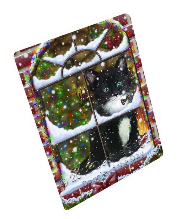 Please Come Home For Christmas Tuxedo Cat Sitting In Window Large Refrigerator / Dishwasher Magnet RMAG82782