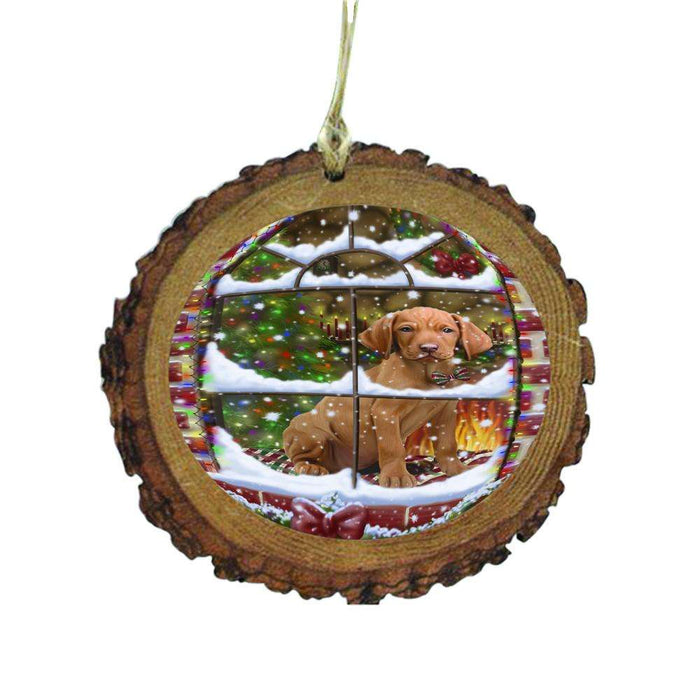 Please Come Home For Christmas Vizsla Dog Sitting In Window Wooden Christmas Ornament WOR49217