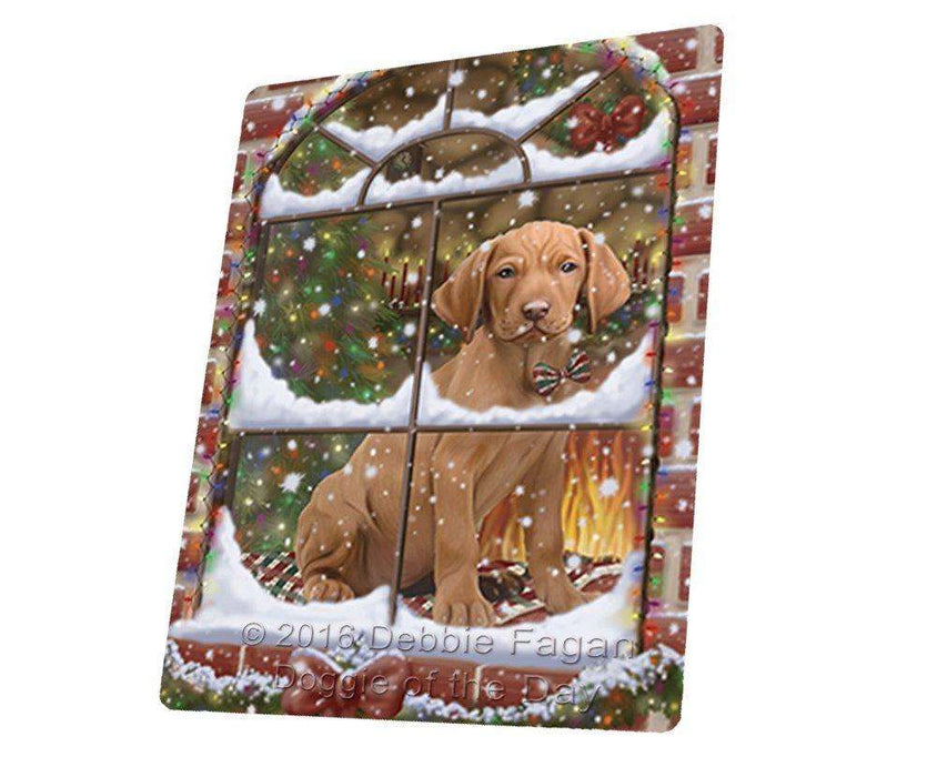 Please Come Home For Christmas Vizsla Sitting In Window Art Portrait Print Woven Throw Sherpa Plush Fleece Blanket