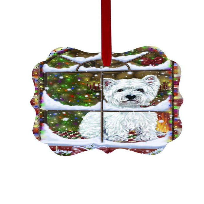 Please Come Home For Christmas West Highland Terrier Dog Sitting In Window Double-Sided Photo Benelux Christmas Ornament LOR49219