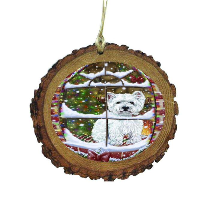Please Come Home For Christmas West Highland Terrier Dog Sitting In Window Wooden Christmas Ornament WOR49219