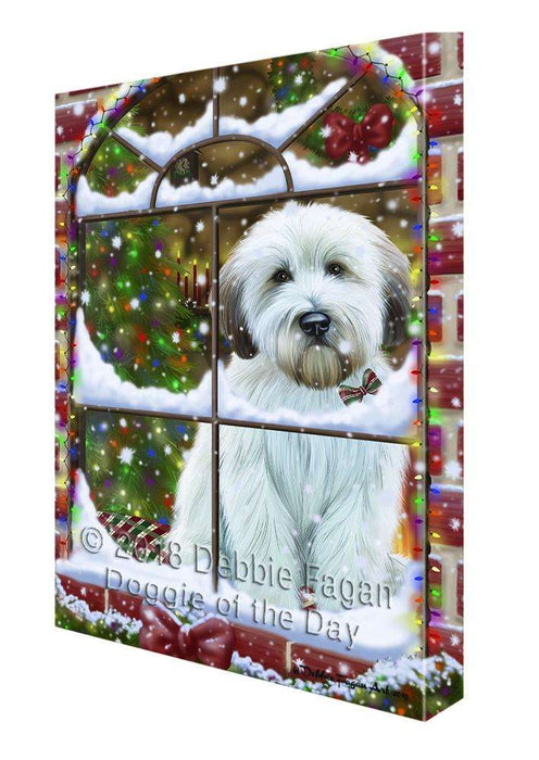 Please Come Home For Christmas Wheaten Terrier Dog Sitting In Window Canvas Print Wall Art Décor CVS100718