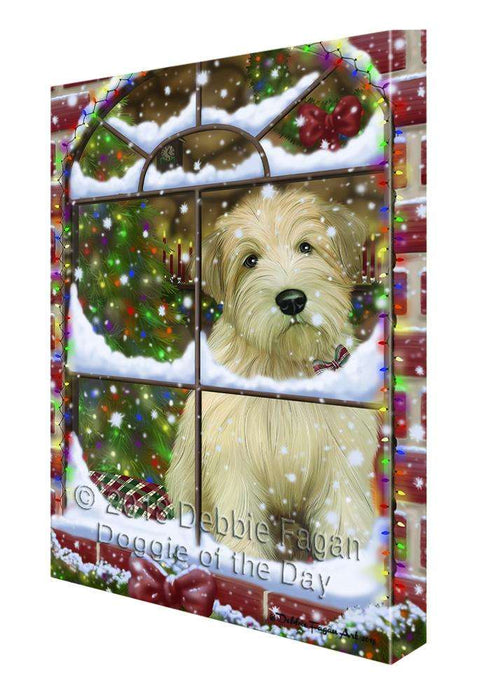 Please Come Home For Christmas Wheaten Terrier Dog Sitting In Window Canvas Print Wall Art Décor CVS100727