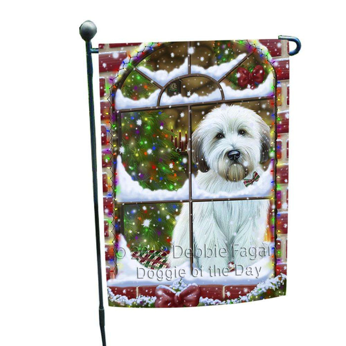 Please Come Home For Christmas Wheaten Terrier Dog Sitting In Window Garden Flag GFLG53714