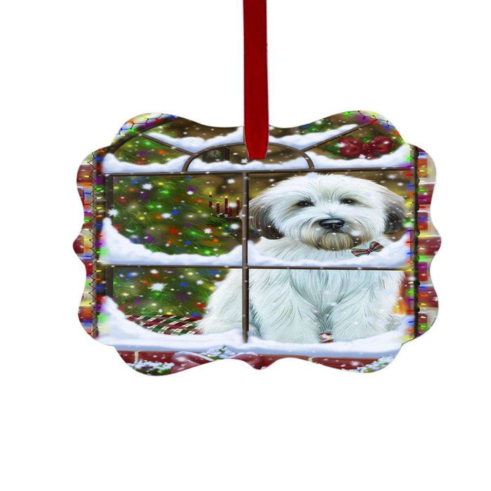 Please Come Home For Christmas Wheaten Terrier Dog Sitting In Window Double-Sided Photo Benelux Christmas Ornament LOR49221