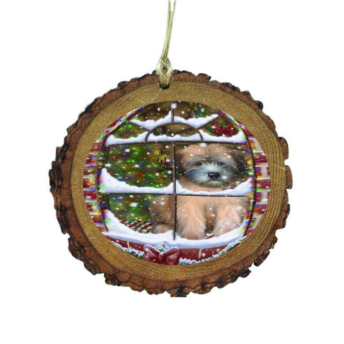 Please Come Home For Christmas Wheaten Terrier Dog Sitting In Window Wooden Christmas Ornament WOR49220