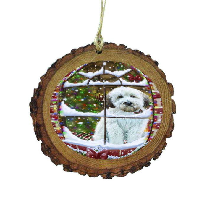 Please Come Home For Christmas Wheaten Terrier Dog Sitting In Window Wooden Christmas Ornament WOR49221