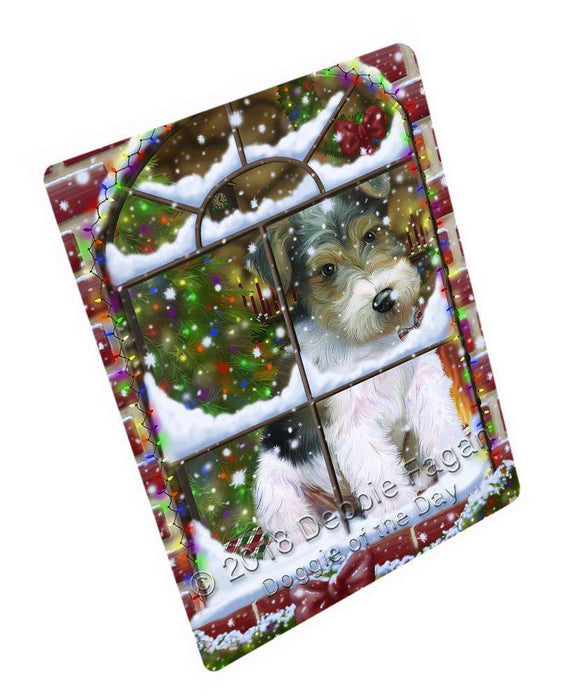 Please Come Home For Christmas Wire Fox Terrier Dog Sitting In Window Large Refrigerator / Dishwasher Magnet RMAG82806