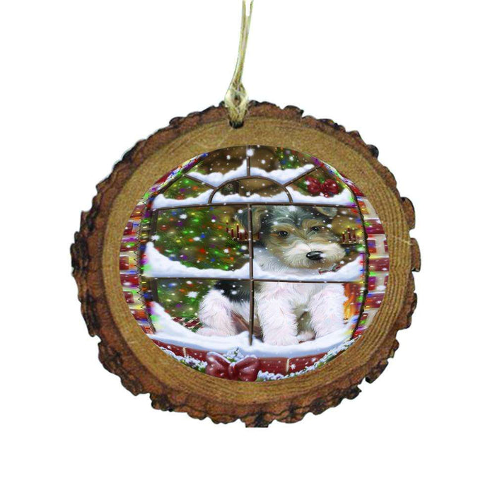 Please Come Home For Christmas Wire Fox Terrier Dog Sitting In Window Wooden Christmas Ornament WOR49223