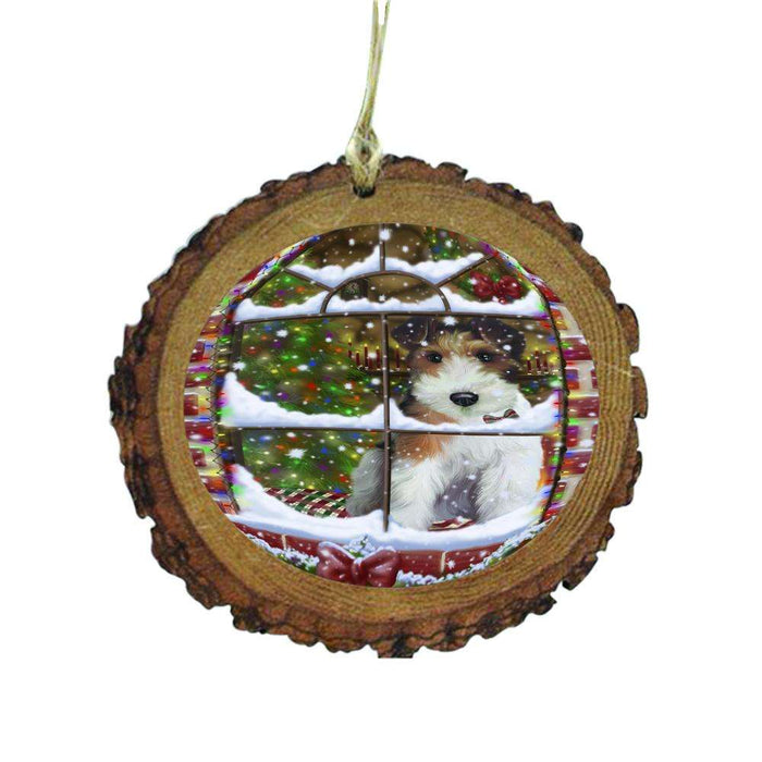 Please Come Home For Christmas Wire Fox Terrier Dog Sitting In Window Wooden Christmas Ornament WOR49224